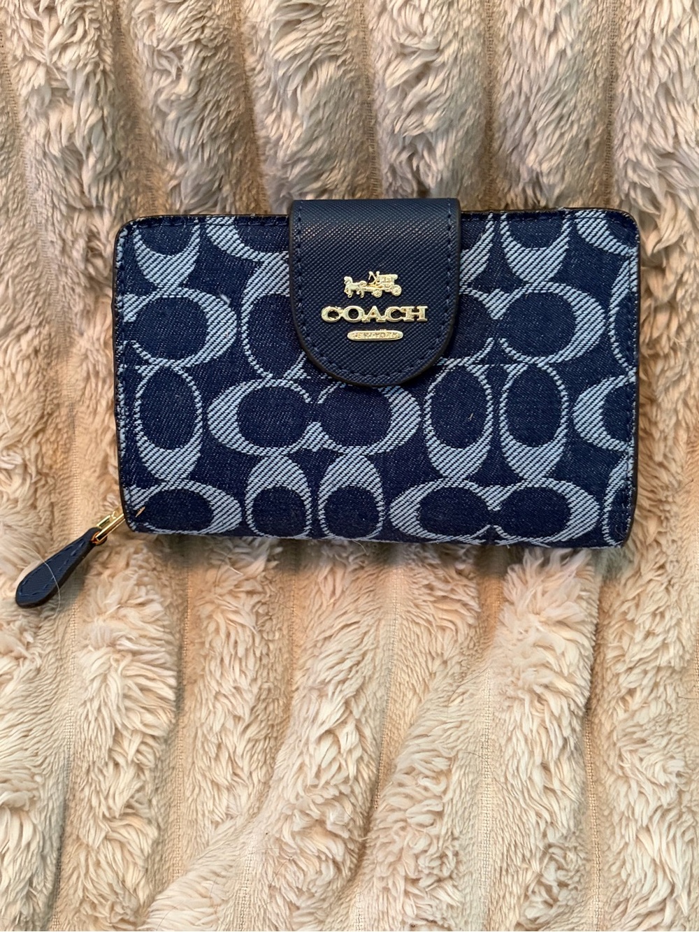 Navy Canvas Zip Around Wallet